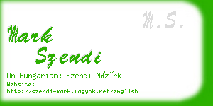 mark szendi business card